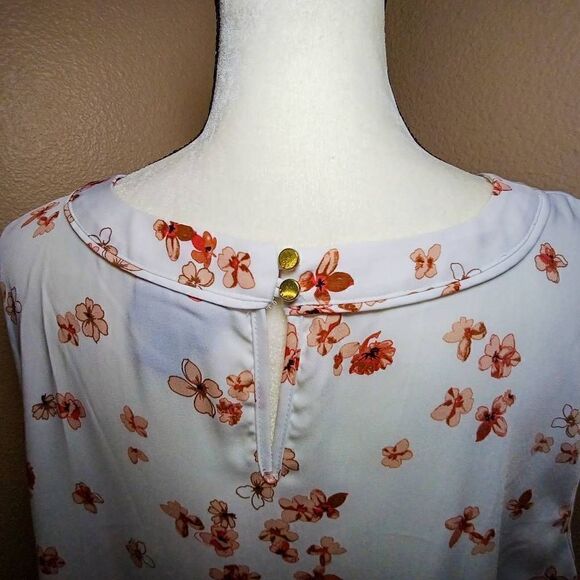 Liz Claiborne Career white floral Sleeveless blouse Size XXL - Picture 4 of 8
